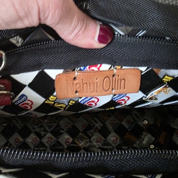 Nahi Ollin Black & White Checkerboard Candy Wrapper Crossbody/Shoulder Bag - Picture 4 of 12